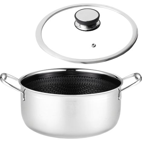 Mitsu Professional Topf 5 l, 24 cm mit Deckel, Wabenmuster, Induktions- und Gasinduktionsgeeignet, Edelstahl (1/5)