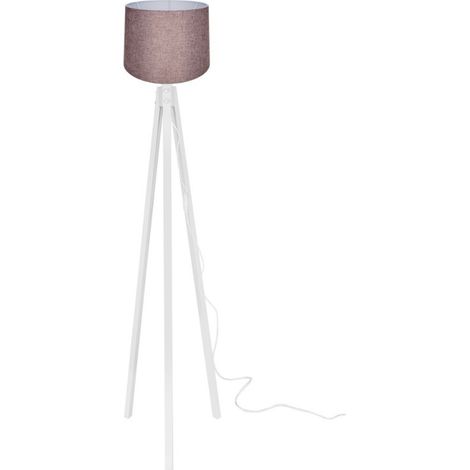 Lámpara de pie trípode de madera blanca y pantalla rosa - RODIBI3012 (1/5)
