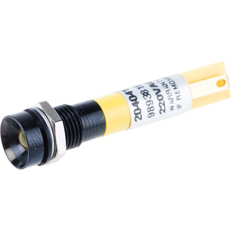 Voyant LED lumineux Jaune RS PRO, dia. 8mm, 230V c.a. ( Prix pour 1 )