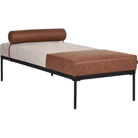 Chaise Longue MALMOS Faux Linen Faux Leather Brown