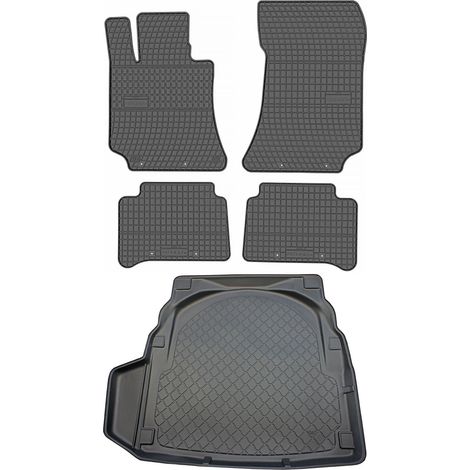 Juego de alfombrillas de goma para coche y alfombrilla para maletero para Mercedes Clase E W212 Sedán (de marzo de 2009 a marzo de 2016).