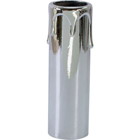 Fourreau de bougie plastique chromé E14, haut. 85mm - Tibelec (1/3)