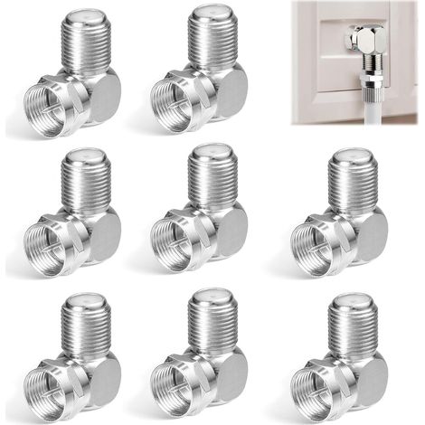 Connecteur Coaxial d'Antenne TV à 90 Degrés – Prise Mâle vers F Femelle – Adaptateur à Angle Droit pour Câble Satellite – Lot de 8 Pièces (1/5)