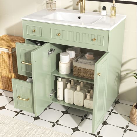 Mueble baño con lavabo cerámico y almacenaje OKMYHOME (1/5)