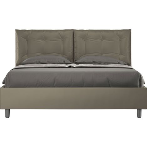 Letto matrimoniale contenitore doppia alzata imbottito 160x190 similpelle cappuccino Annalisa (1/5)