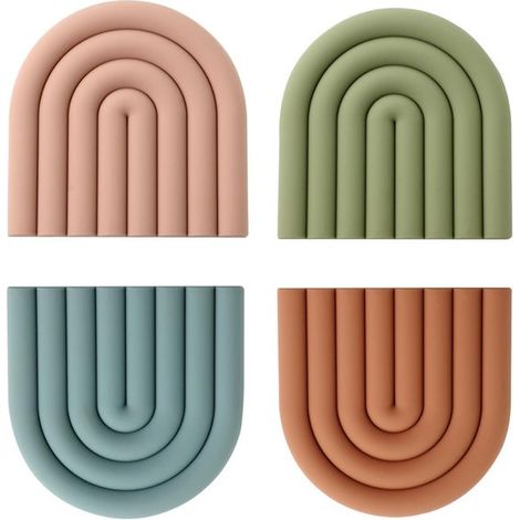 Silikonuntersetzer – farbig – hitzebeständig und rutschfest – 4er-Set – 10 x 10 cm (1/5)