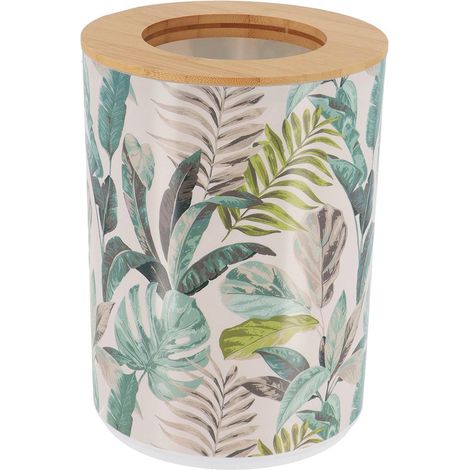 Cestino stampato in pp con coperchio in bambù 5l - jardin d hiver - Tendance