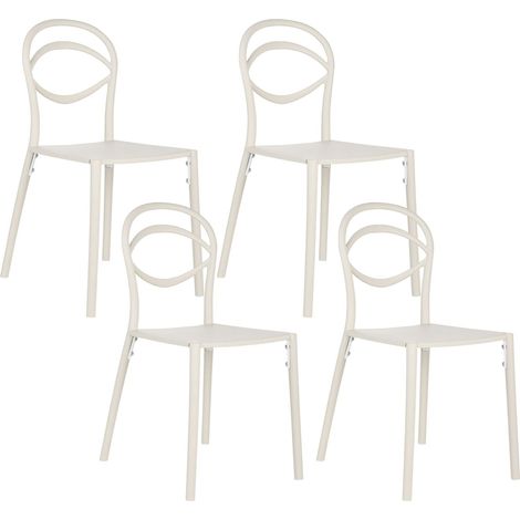 Set of 4 Garden Chairs COVOLO Off-White
