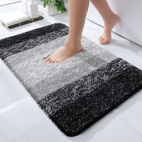 Tappetino da bagno in microfibra extra morbido, grigio scuro, antiscivolo e lavabile in lavatrice, tappetino da doccia assorbente, 51x76 cm