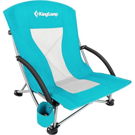 Chaise de Plage Basse Pliante Renforcée 180 kg Cyan (1/5)