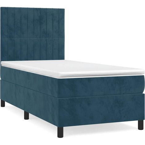 Maison Exclusive - Sommier à lattes de lit et matelas Bleu foncé 80x200 cm Velours (1/5)