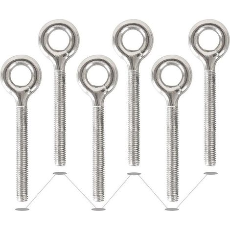 6 Pack M10 304 Anneaux en Acier Inoxydable Soudés Fermés Boulons à Oeil de Tige Filetée Résistant à La Corrosion-Vis à œil (1/5)