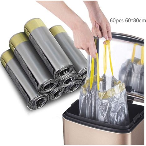 Las bolsas de basura son fáciles de usar y limpiar. Sirven tanto para la cocina como para el interior de casa. Disponibles en paquetes de 30-40 litros (color plateado) y 60 bolsas (color aleatorio). (1/5)