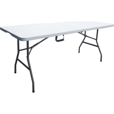 Table de réception pliante 8 personnes – Structure acier – Plateau en polyéthylène PEHD – Dimensions 180x74xH73,5 cm – Résistante à l'humidité et aux chocs