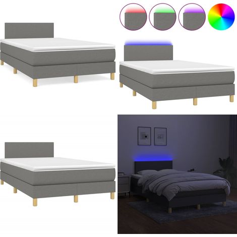 Sommier à lattes de lit matelas LED gris foncé 120x190 cm tissu - Sommier Tapissier - Matelas LED - Literie - Chambre À Coucher - Chambre - Home & Living (1/5)
