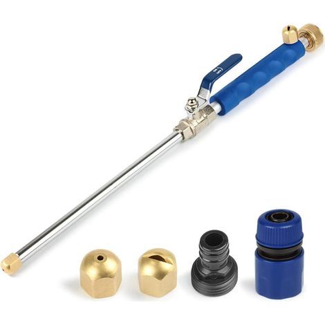 Nettoyeur haute pression Jet, buse de tuyau haute pression, lance de laveuse à pression, extrémité de tuyau d'arrosage extensible, pulvérisateur de nettoyage de vitres (Bleu) (1/5)