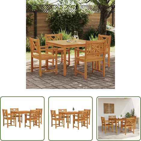 Garten Tisch - Garten Essgruppe 5 pcs Braun Massivholz Akazie (1/5)