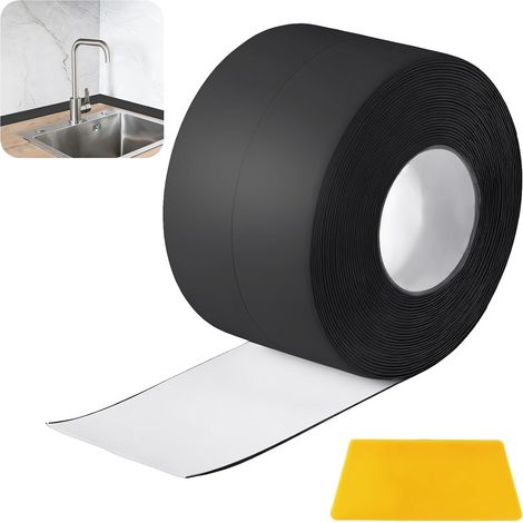 6 x 6.5 m Flexible Skirting Board Self-Adhesive Long Lasting PVC Skirting Board Black Strong Anti-Moisture PVC for Cupboards, Drawers, Shoes, Walls (1/5)