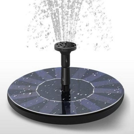 Pompa galleggiante ad energia solare da 7W/1,5W, adatta per vasche per uccelli, acquari e piscine pannello solare da 130 mm portata 150 l/h altezza 50 cm. (1/4)