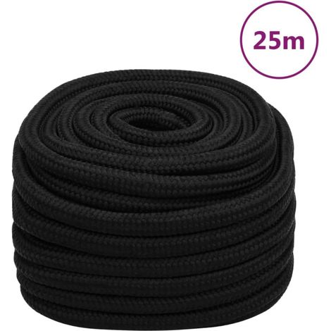 vidaXL Work Rope Black 20 mm 25 m Polyester