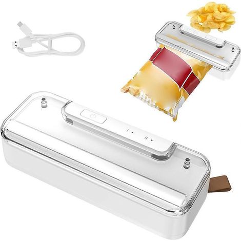 Mini scelleuse de sacs, scelleuse de sacs 2 en 1 avec cutter, scelleuse de mini sachets, scelleuse thermique portable rechargeable, base magnétique (1/4)