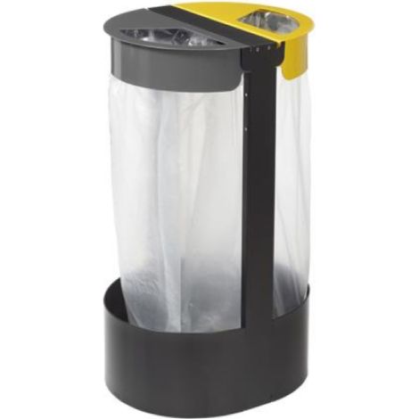Support sac 2 flux à poser ou à fixer Citwin essentiel - 2 x 75l - gris manganèse / gris ciment - RAL 7033 / jaune colza - RAL 1021