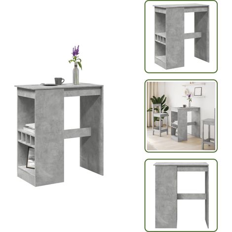 The Living Store Bartisch mit Regal Betongrau 90x47,5x103,5 cm Holzwerkstoff - Weinhalter (1/5)