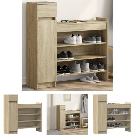 The Living Store Schuhschrank Sonoma-Eiche 100,5x28x100 cm Holzwerkstoff - Schuhregale & -schränke (1/5)