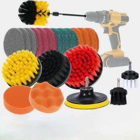 22 pezzi - Accessorio spazzola per trapano - Set di spazzole per trapano - con tamponi abrasivi - Spazzola per levigatura - Spazzole per trapano - per fughe, piastrelle di doccia e vasca, angoli, s... (1/3)