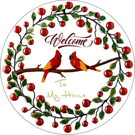 Letrero de bienvenida – Cardenal rojo – Letrero decorativo de acrílico para pared o puerta – 30 cm – Regalo para amantes de las aves (1/5)