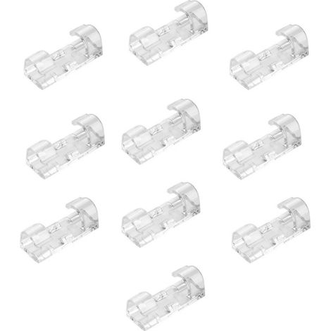 Attaches-câbles pour la gestion des fils, lot de 10, transparentes, en TPR, fixation murale ou de bureau (1/4)