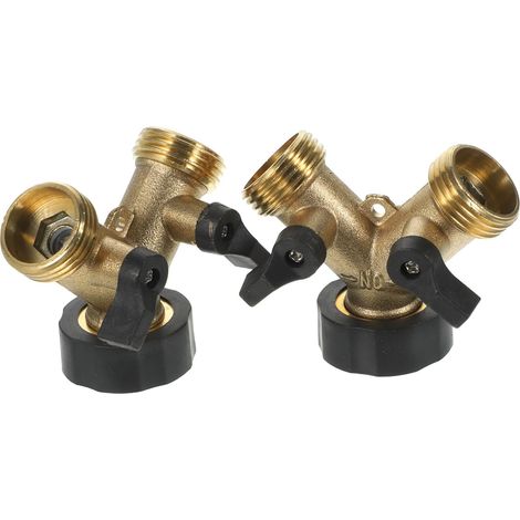 Conector de manguera doble tipo Y de 2 piezas, divisor de manguera de riego, adaptador de manguera, conector de agua, acoplamiento de conexión rápida para mangueras, fácil desconexión. (1/5)