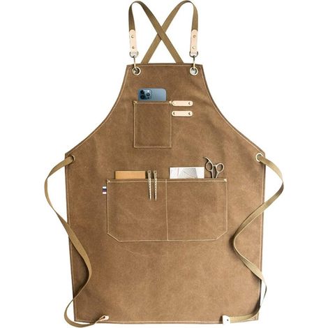 pieza, Delantal, Lona resistente, Delantal de cocina, Hebillas ajustables, Bolsillo extragrande, panaderías y teterías, Unisex, Negro y gris (1/5)