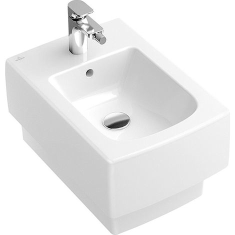 Memento, Bidet sospesi, 375 x 560 mm, per rubinetteria monoforo, foro forato, con troppopieno, modello sospeso, Porcellana sanitaria Bianco