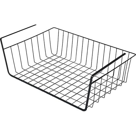 Hängekorb für unter das Regal, Metallorganizer, XL 40 cm, schwarzer Korb (1/4)