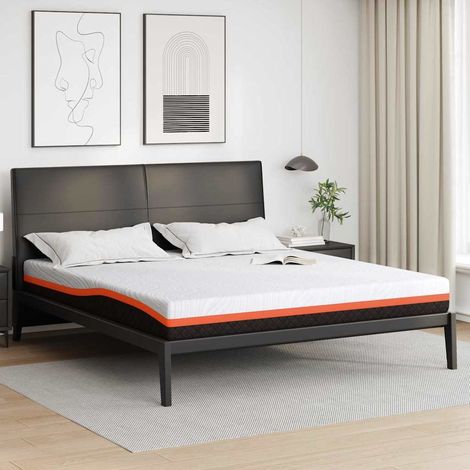 Matratze Weiß und Schwarz 180 x 200 cm Jacquard-Stoff