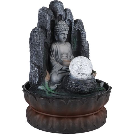 Fontaine de table décorative unique en forme de Bouddha, en résine, avec éclairage intégré. Prise européenne 220 V. (1/5)