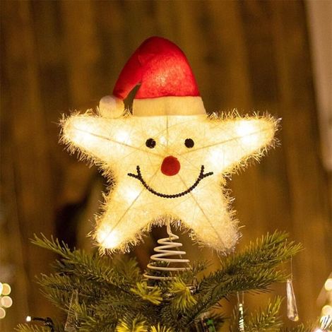 Stella di Natale a LED per puntale dell'albero, a batteria, decorazioni natalizie luminose, puntale per albero di Natale, decorazione per albero di Natale