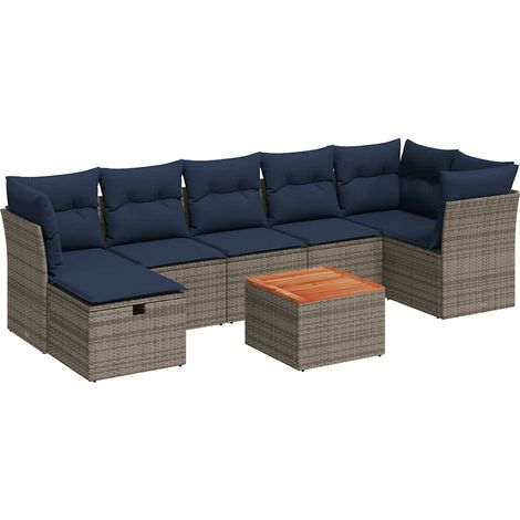 Maison Exclusive - 8-tlg. Garten-Sofagarnitur mit Kissen Grau Pol (1/5)
