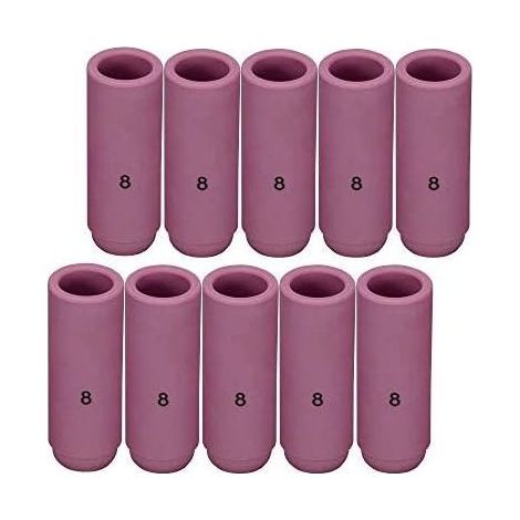 10N468 1/2" & D12,5 x 47mm Öffnung TIG-Gaslinse Düse aus Aluminiumoxid Keramikbecher passend für DB PTA SR WP 17 18 26 Schweißbrenner TIG 10er-Pack (1/4)