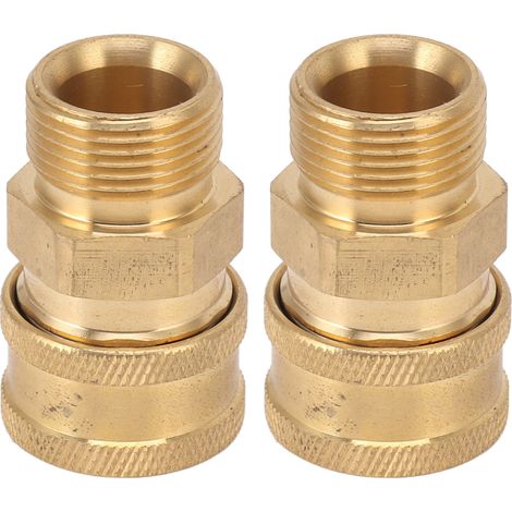 2 adaptateurs en cuivre pur M22 pour nettoyeur haute pression, filetage femelle NPT 3/8" vers filetage mâle M22, diamètre intérieur 14 mm / 0,55"