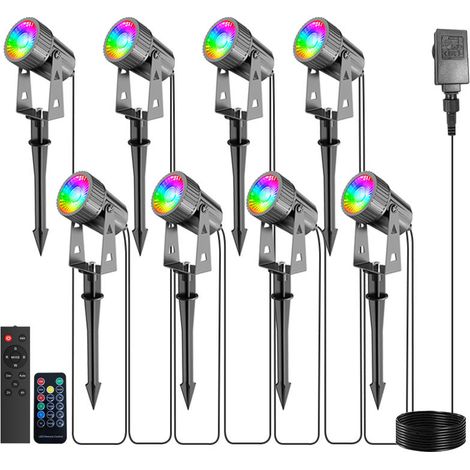 Lot de 8 Éclairage Extérieur à Piquer, 8 x 3W Spots LED Extérieur, Lampes Jardin avec Piquet, Etanche IP65 Lumière Extérieur LED Projecteur