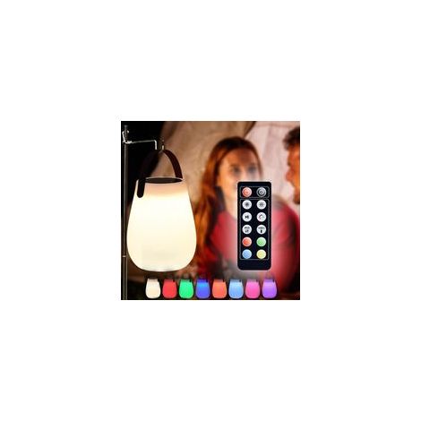 Lampe solaire portable, lanterne d'extérieur portable avec télécommande, lampe de chevet ronde rechargeable à l'énergie solaire, 8 couleurs, éclairage décoratif pour camping, pique nique
