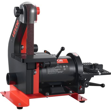 Ponceuse à Bande et à Disque 250 W Bande Abrasive 25,4 x 762 mm Disque de Ponçage 125 mm Table de Travail Réglable 0-45° avec Port de Poussières pour Travail du Bois Rénovation Meubles Bricolage
