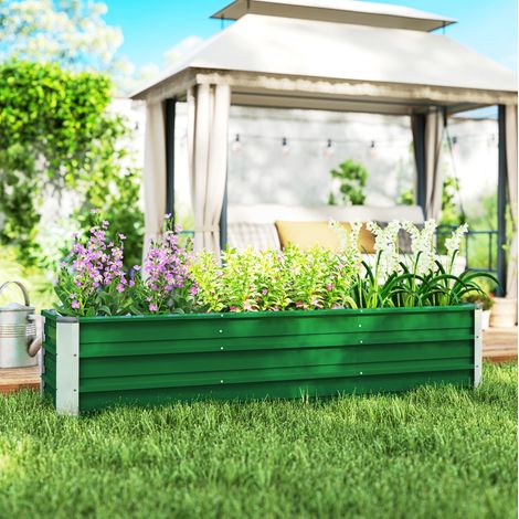 Hochbeet aus Stahl mit offenem Boden 183x47x40 cm OKMYHOME