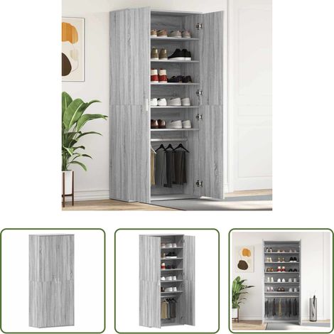 Holzwerkstoff - Schuhschrank Graues Sonoma 80 x 39 x 178 cm Holzwerkstoff (1/5)