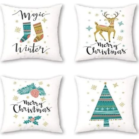 Housse de coussin - Noël - Multicolore - 45x45 cm - Lin - Décoration intérieure (1/4)