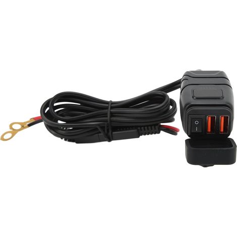 Chargeur USB étanche pour Moto avec Interrupteur Marche/arrêt, Voltmètre intégré pour Une Charge Rapide, Adaptateur SAE vers USB pour Moto, Couvercle Anti-poussière (1/5)