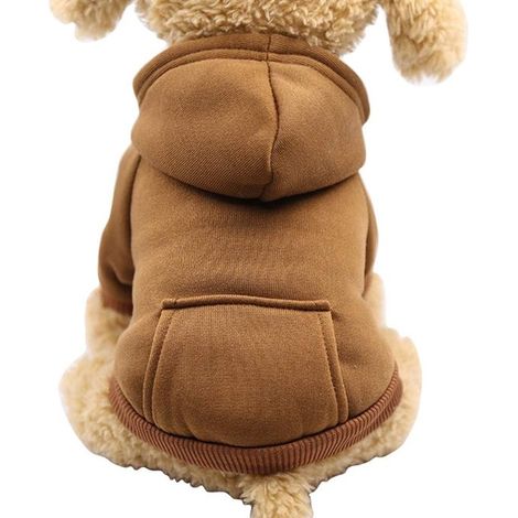 Manteau d'hiver pour chien taille M, vêtement chaud avec capuche et poches, pour petit chien, intérieur et extérieur, marron café (1/5)