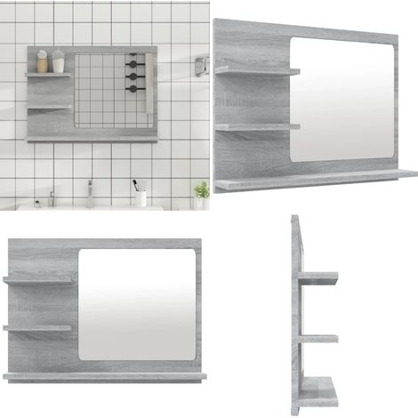Badspiegel Grau Sonoma 60x10,5x45 cm Holzwerkstoff - Badspiegel - Holzwerkstoff - Spiegelschrank - Badezimmermöbel - Grau Sonoma - Home & Living (1/5)